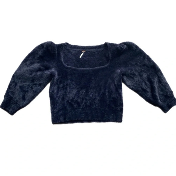 Free people Moonbeam black fuzzy pullover sweater size medium - Picture 16 of 16